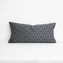 Indoor/Outdoor Sunbrella Adaptation Stone (Dark Side) - 24x12 Vertical Stripes Throw Pillow