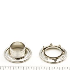 DOT Rolled Rim Grommet with Spur Washer #4 Brass Nickel Plated 9/16 inch 1-gross (144)