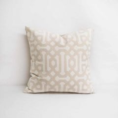 Indoor/Outdoor Sunbrella Fretwork Flax - 18x18 (Light Side) Throw Pillow