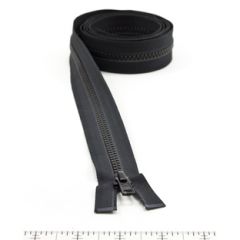 YKK Vislon #5 Separating Zipper AutoLok Short Single Pull Metal Slider VSOL56 54 inch Black