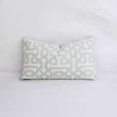 Indoor/Outdoor Sunbrella Fretwork Mist - 20x12 (Light Side) Throw Pillow