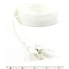 YKK Vislon #10 Separating Zipper AutoLok Double Pull Plastic Slider VFUVOL 107TX 108 inch White