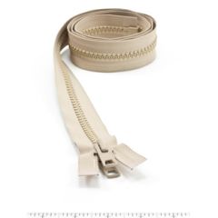 YKK Vislon #10 Separating Zipper AutoLok Short Double Pull Metal Slider VFUVOL-107 DX E 30 inch Light Beige