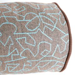 Sunbrella Overdraw Hotspring Indoor / Outdoor Patio Bolster Pillow Cover 28 x 8 with Sunbrella Canvas Bay Brown Welt (quick ship)