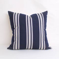 Indoor/Outdoor Sunbrella Hampton Indigo - 22x22 Vertical Stripes Throw Pillow