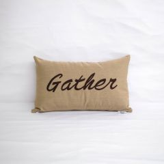 Sunbrella Monogrammed Holiday Pillow Cover Only - 20x12 - Thanksgiving - Gather - Brown on Beige