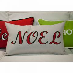 Sunbrella Monogrammed Holiday Pillow - 20x12 - Christmas - NOEL - Red / Dark Green on Grey