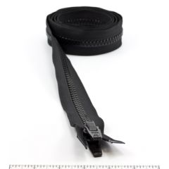 YKK Vislon #10 Separating Zipper AutoLok Double Pull Plastic Slider VFUVOL 107TX 66 inch Black