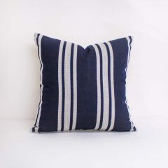 Indoor/Outdoor Sunbrella Hampton Indigo - 18x18 Vertical Stripes Throw Pillow