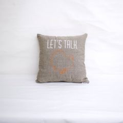 Sunbrella Monogrammed Holiday Pillow Cover Only - 15x15 - Thanksgiving - Let's Talk Turkey - White / Orange on Grey