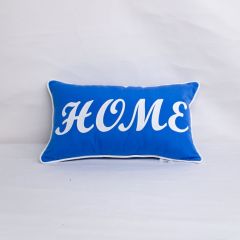 Sunbrella Monogrammed Pillow Cover Only - 20x12 - Home - White on Blue with White Welt