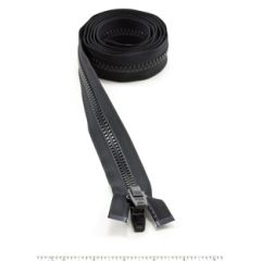 YKK Vislon #10 Separating Zipper AutoLok Double Pull Plastic Slider VFUVOL 107TX 72 inch Black