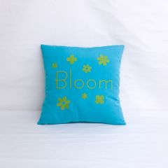 Sunbrella Monogrammed Pillow Cover Only - 18x18 - Bloom - Lime Green on Light Blue