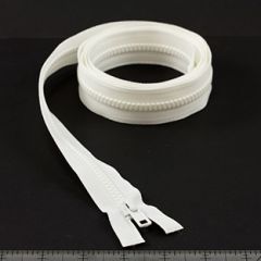 YKK Vislon #5 Separating Zipper AutoLok Short Single Pull Metal Slider VSOL56 60 inch White