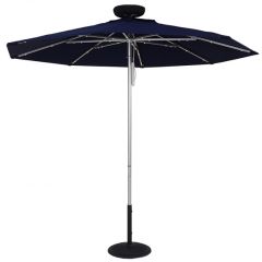 East Coast 7.5ft Octagon Aluminum Market Double Pulley Lift Umbrella with Fiberglass Ribs and Sunbrella Fabric with Illumishade Solar Powered Led Light