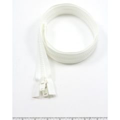 YKK Vislon #10 Separating Zipper AutoLok Double Pull Plastic Slider VFUVOL 107TX 42 inch White