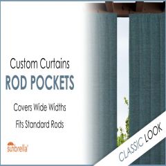 Custom Size Indoor/Outdoor Sunbrella Drapery Curtains with Rod Pocket