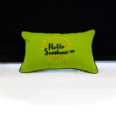 Sunbrella Monogrammed Pillow Cover Only - 20x12 - Hello Sunshine - Orange / Gold / Black on Lime Green with Black Welt
