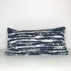 Indoor/Outdoor Silver State Sunbrella Quark Avalanche (dark side) - 24x12 Horizontal Stripes Throw Pillow