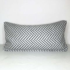 Indoor/Outdoor Silver State Sunbrella Winchester Silver - 24x12 Horizontal Stripes Throw Pillow