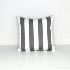 Indoor/Outdoor Sunbrella Yacht Stripe Charcoal Grey - 18x18 Vertical Stripes Throw Pillow