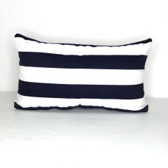 Indoor/Outdoor Sunbrella Yacht Stripe Navy - 20x12 Horizontal Stripes Throw Pillow