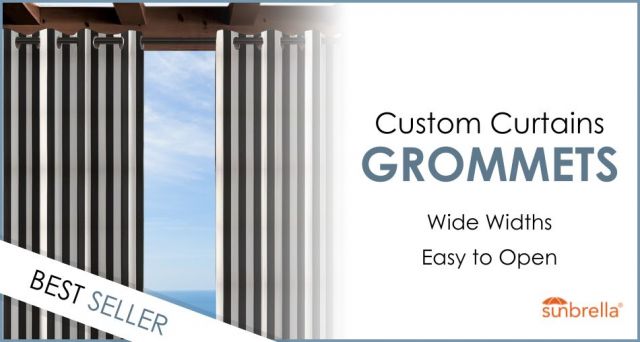 Custom Size Indoor/Outdoor Sunbrella Drapery Curtains with Grommets