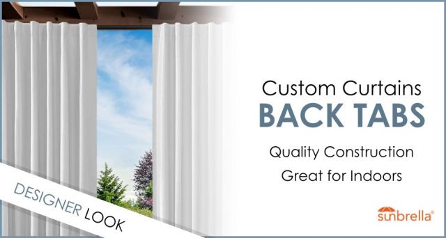 Custom Size Indoor/Outdoor Sunbrella Drapery Curtains with Back Tabs