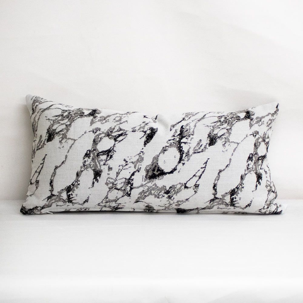 Indoor Outdoor Sunbrella Marble Quarry 24x12 Throw Pillow