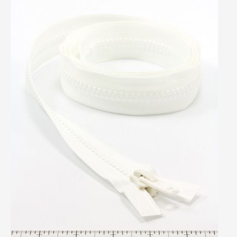 YKK® #10 White Separating Molded Tooth Zipper (Delrin® Single Pull