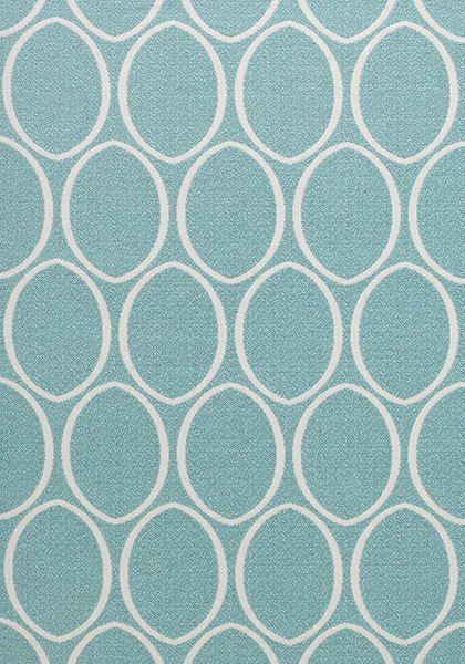 Drapery Upholstery Fabric Indoor Outdoor Geometric Ellipse Blue & White 