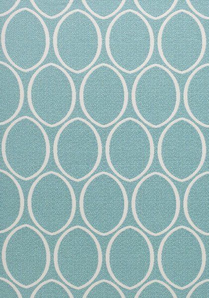 Drapery Upholstery Fabric Indoor Outdoor Geometric Ellipse Blue & White 
