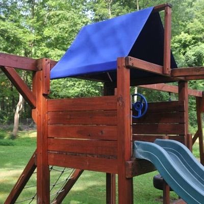 52 x 89 inch Playground Roof Canopy Sunshade Waterproof Trap Cover for Kids Outdoor Sunproof Blue Outdoor Swing Playset Shade Tarp Replacement Playground Swing Replacement Canopy
