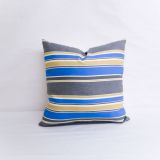 Indoor/Outdoor Robert Allen Sunbrella Boca Linda Blue Tide - 20x20 Horizontal Stripes Throw Pillow