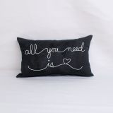 Sunbrella Monogrammed Holiday Pillow Cover Only - 20x12 - Valentines - all you need is love - White on Black