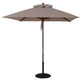 East Coast 7.5ft Square Wood Market Single Pulley Lift Umbrella with Wood Ribs and Sunbrella Fabric