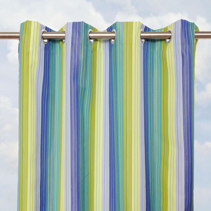 Custom Curtain With Striped Sunbrella, Sunbrella Outdoor Curtains